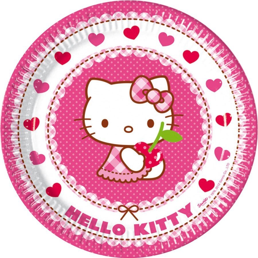 8 Assiettes Hello Kitty Cerise Decoration Et Vaisselle Jetable Enfant