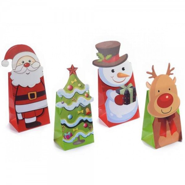Boîte cadeau de Noël - Renne, Père Noël, Bonhomme de neige